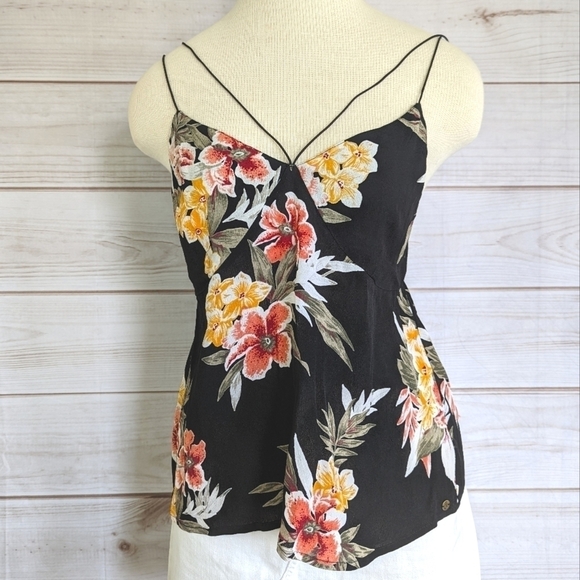 Volcom Good to Be You Cami in Strappy Black and Green Floral Size XS - Picture 6 of 12